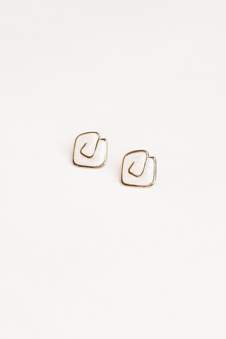 Statement earrings square white - Solaya