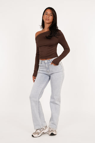 Stretch top with long sleeves brown - Carry