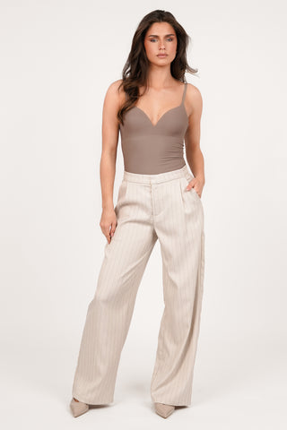 Beige pinstripe trousers - Mirelle