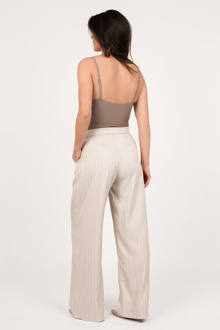 Beige pinstripe trousers - Mirelle
