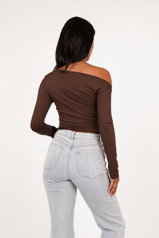 Stretch top with long sleeves brown - Carry