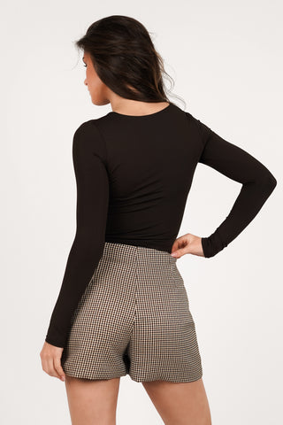 Brown V-Neck Crop Top - Berit