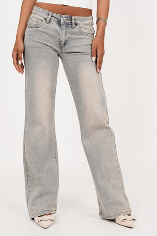 Low-waist acid wash jeans blue - Ellavie