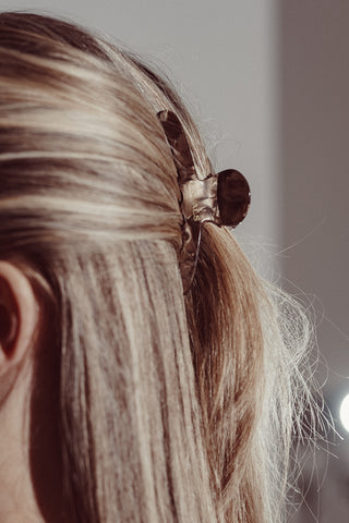 Hair clip small thin marble brown - Bodie