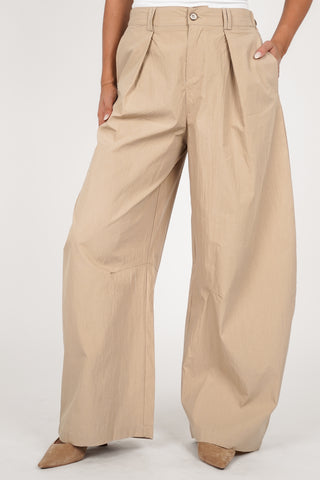 Barrel broek katoen camel - Lara