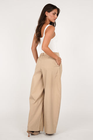 Barrel broek katoen camel - Lara