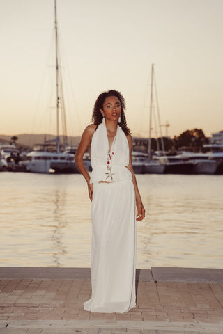 Maxi rok met split wit - Ruby