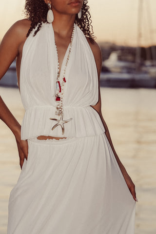 Kralenketting met zeester beige/rood - Famke