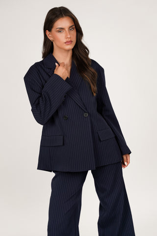 Oversized Blazer mit Nadelstreifen Braun - Vive