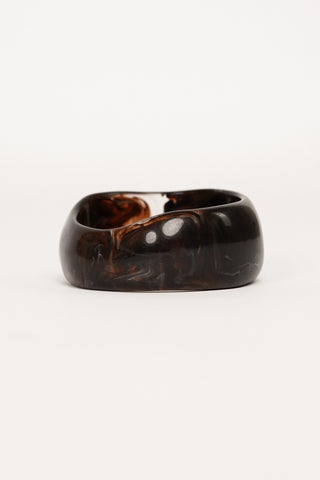 Wide dark brown marble bangle bracelet - Evi
