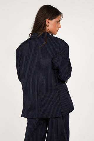 Oversized Blazer mit Nadelstreifen Braun - Vive