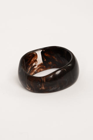 Wide dark brown marble bangle bracelet - Evi