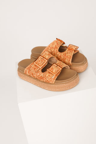 Slippers with double buckle orange - Raven