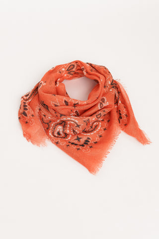 Women's orange scarf with print - Eliza