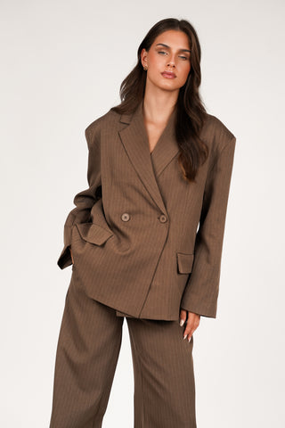 Oversized pinstripe blazer brown - Vive
