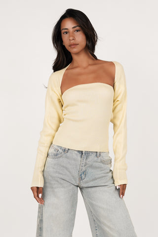 Strapless top with bolero yellow - Avani