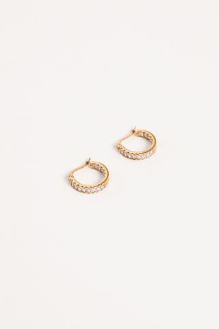 Small gold hoop earrings with diamonds - Emmy