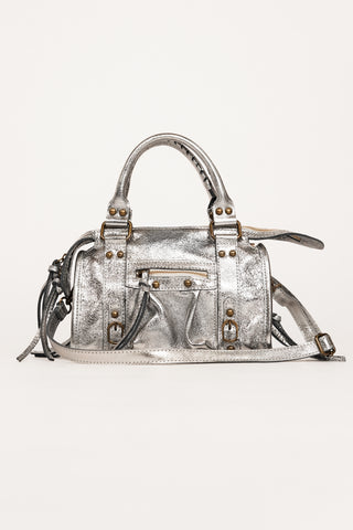Leather slouchy handbag silver - Bailey