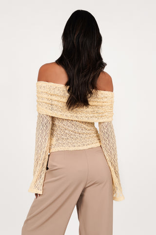 Off-shoulder lace top yellow - Aimee