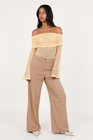 Off-shoulder lace top yellow - Aimee
