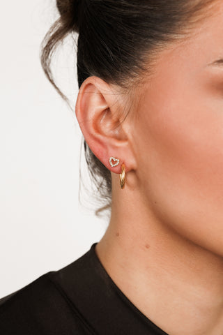 Ear piercing heart diamond gold - Valerie