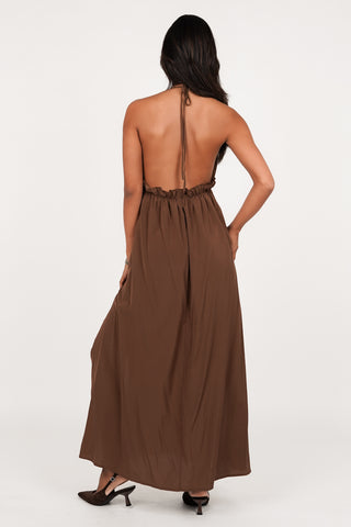 Long dress wide with triangle brown - Amy