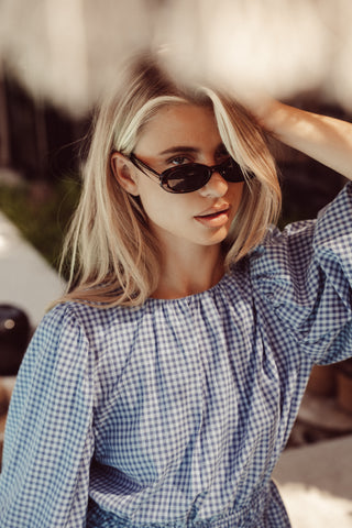 Oval retro small burgundy sunglasses - Ziv