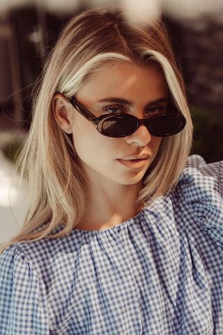 Oval retro small burgundy sunglasses - Ziv