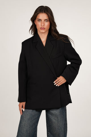 Oversized Blazer, asymmetrisch, Kamel – Clara