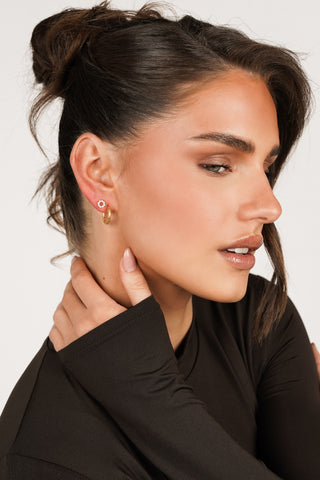 Ear piercing round with stones gold - Nina