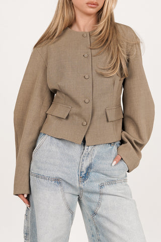 Top fitted with buttons taupe - Aylin