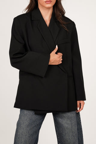 Oversized Blazer, asymmetrisch, Kamel – Clara