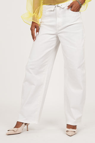 Balloon fit jeans with folded waist white - Clover