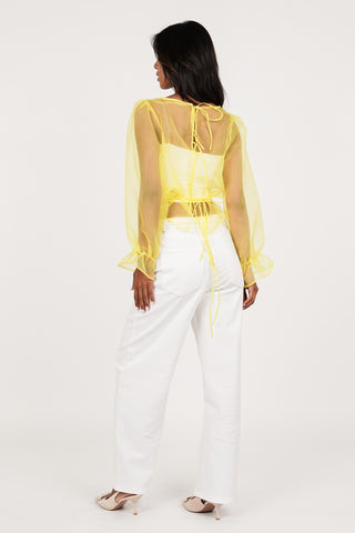 Balloon fit jeans with folded waist white - Clover