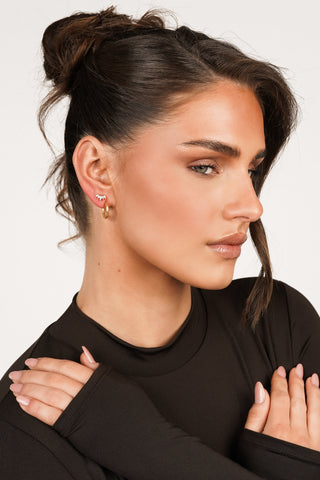Ear piercing rounded diamond gold - Jalena
