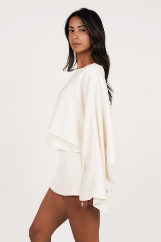 Wide butterfly sleeve top beige - Ashley