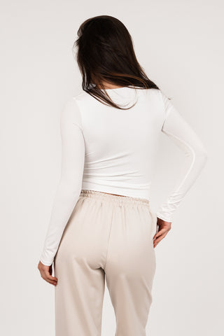 White V-neck Crop Top - Berit