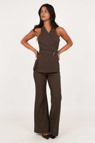 Women's brown flared trousers - Alissa