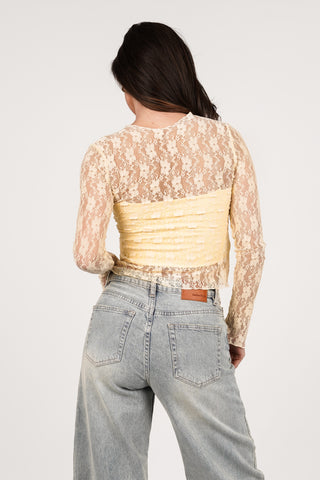 Lace top yellow with long sleeves - Amaris