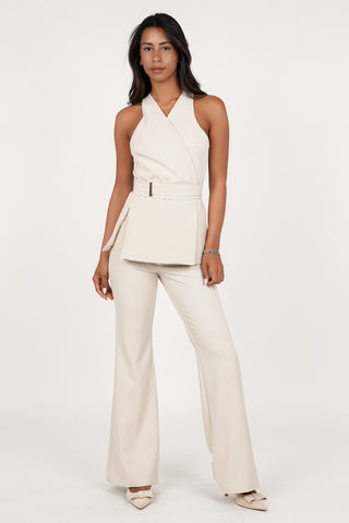 Wrap top gold detail beige - Safira