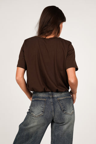 Cropped t-shirt geplooid bruin - Rowen