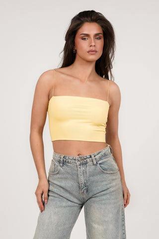 Yellow spaghetti strap crop top - Bless