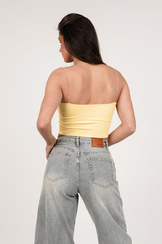 Yellow spaghetti strap crop top - Bless