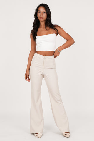 Women's flared trousers beige - Alissa