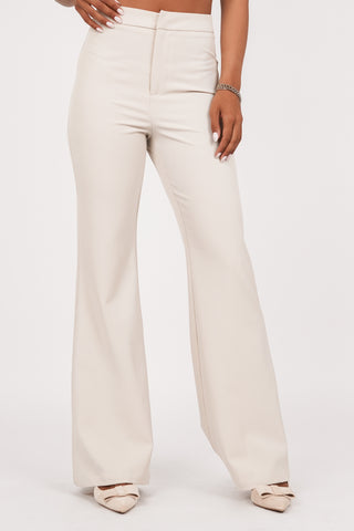 Women's flared trousers beige - Alissa