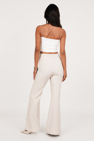 Women's flared trousers beige - Alissa