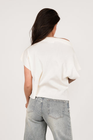 One-shoulder top asymmetrical cream - Lexia