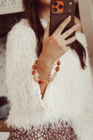 Telefoonkoord marble oranje - Bailey
