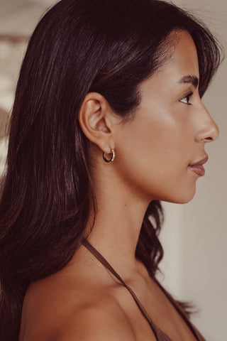 Creole earrings gold with stones medium - Isola