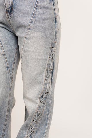Straight leg jeans with braided details - Darlie